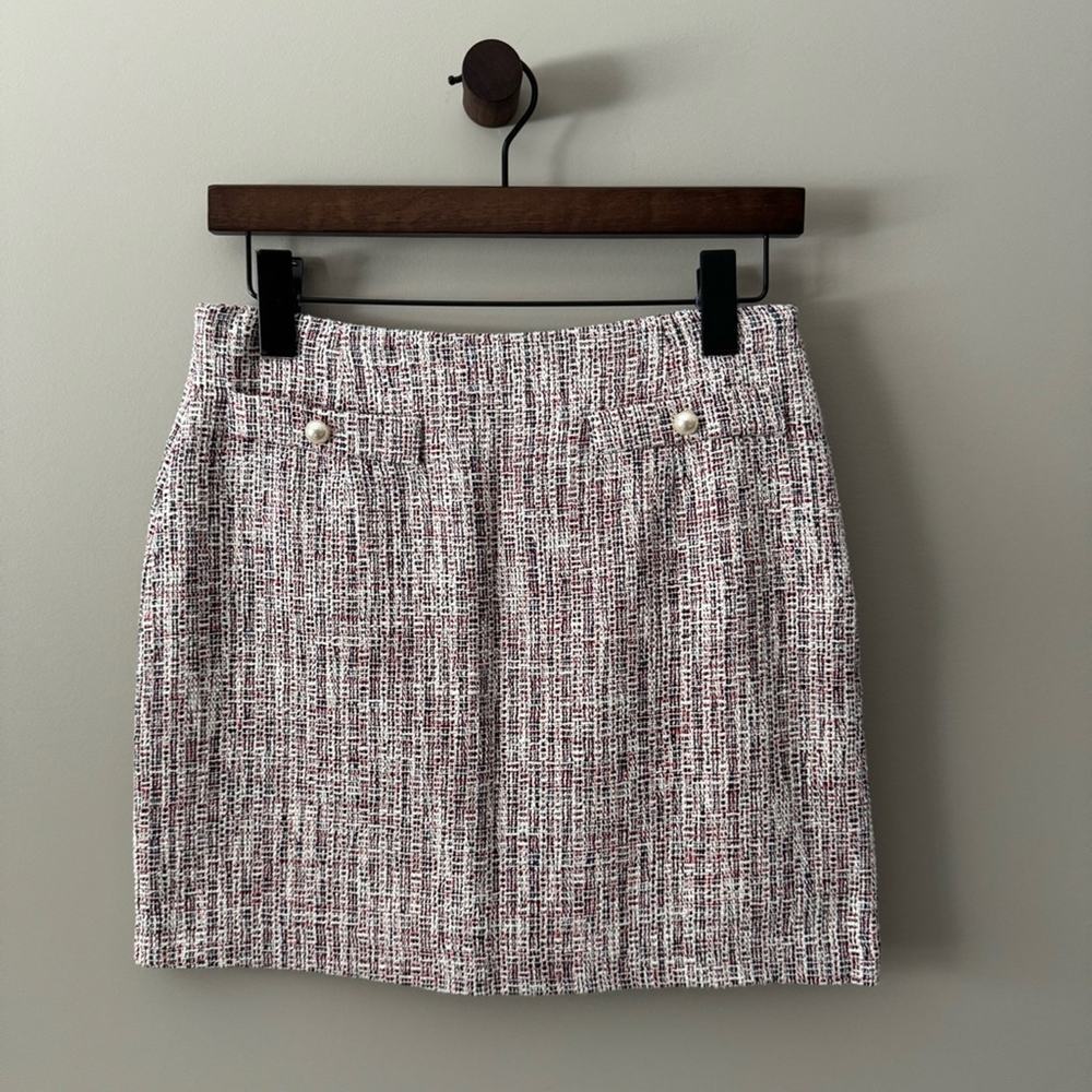 IMVELY VINTAGE STITCH TWEED MINI SKIRT WITH FAUX PEARL DETAILS SIZE MEDIUM 1